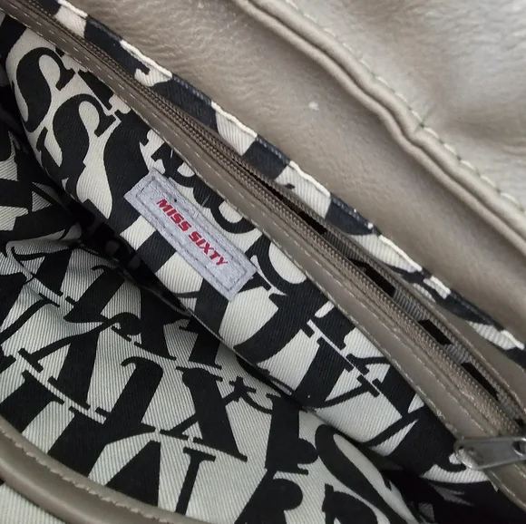 Miss Sixty Gray Leather Shoulder Bag 2000's y2k - Picture 5 of 11